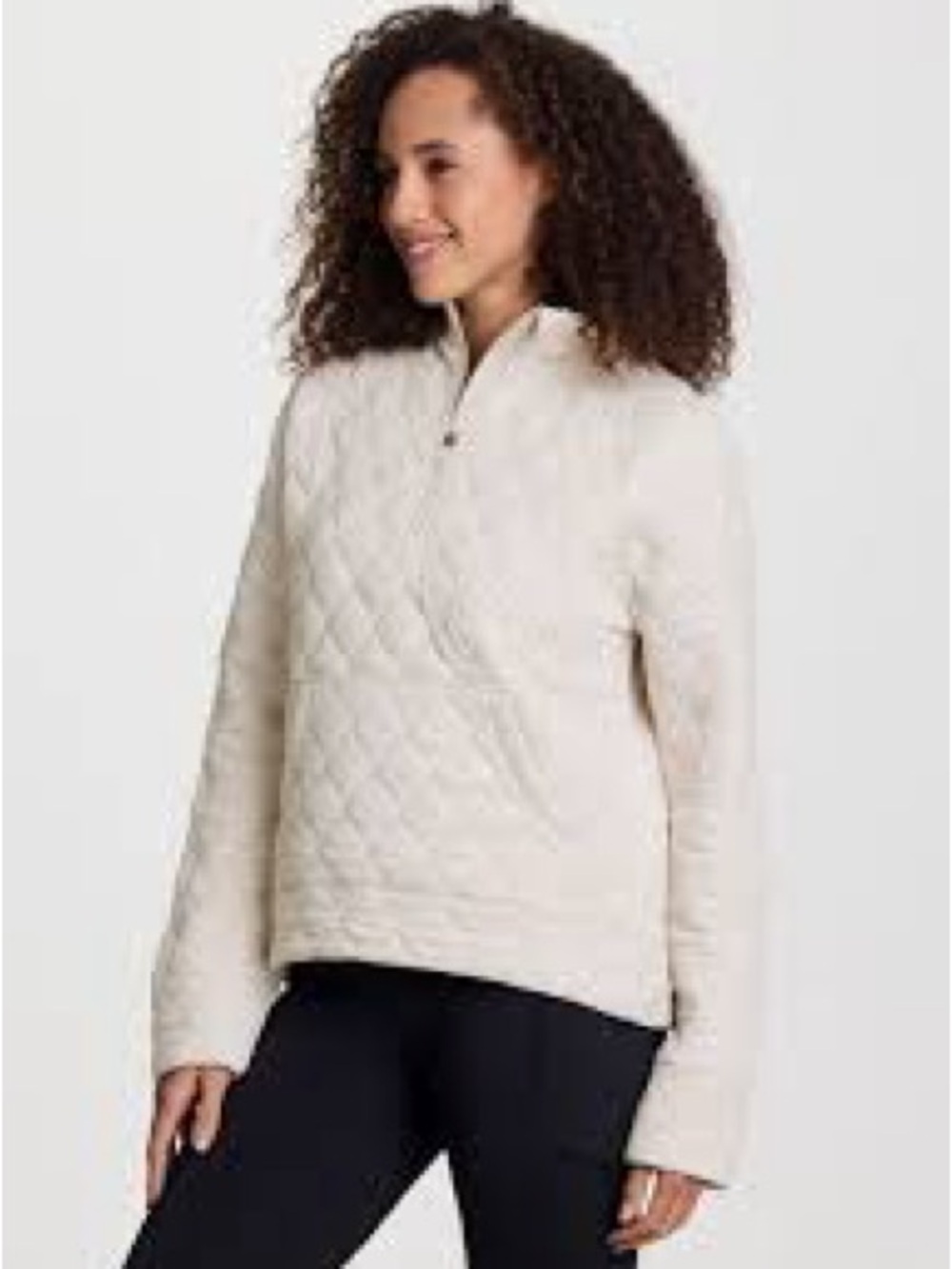 Avalanche Quilted Half-Zip Pullover  - Cream